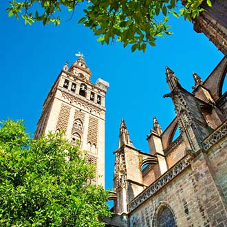 Toren van de kathedraal Maria de la Sede in Sevilla